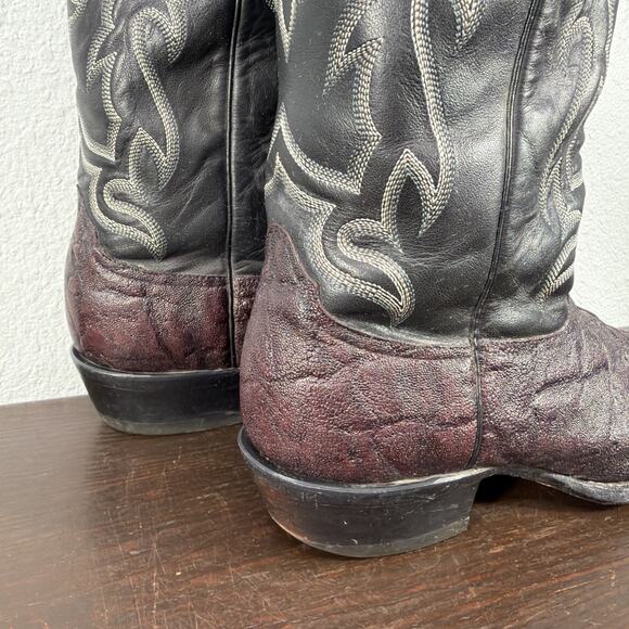 Vintage Nocona Exotic Elephant Print Men 9 D Black Leather Cowboy Western Boots main image 10